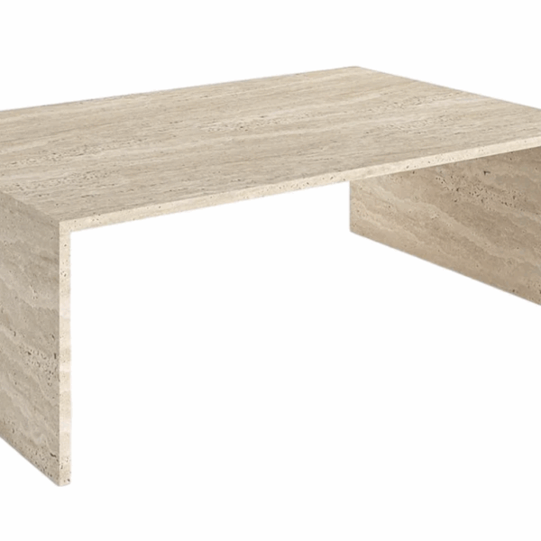 HAND CRAFTED ORGANIC TRAVERTINE U SHAPE COFFEE TABLE